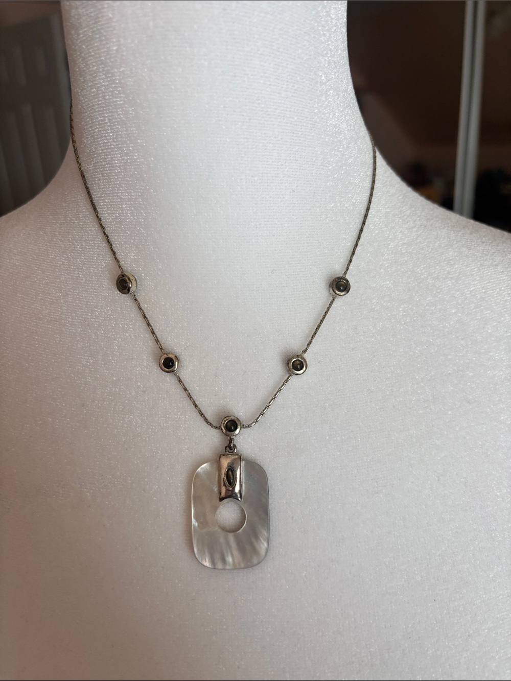 Laila Rowe Silver-Tone Mother of Pearl Pendant Necklace - Women Jewelry